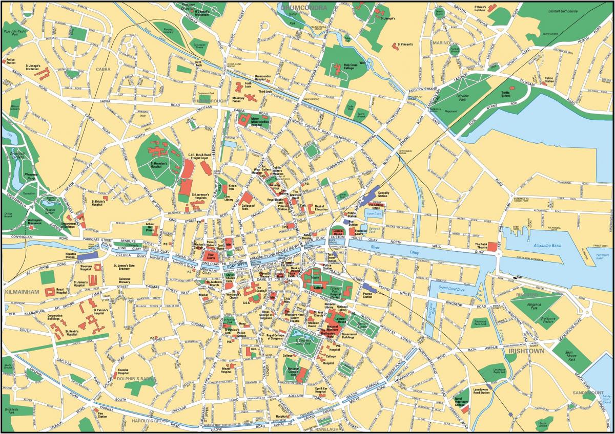 Mappa dei tour a piedi di Dublino